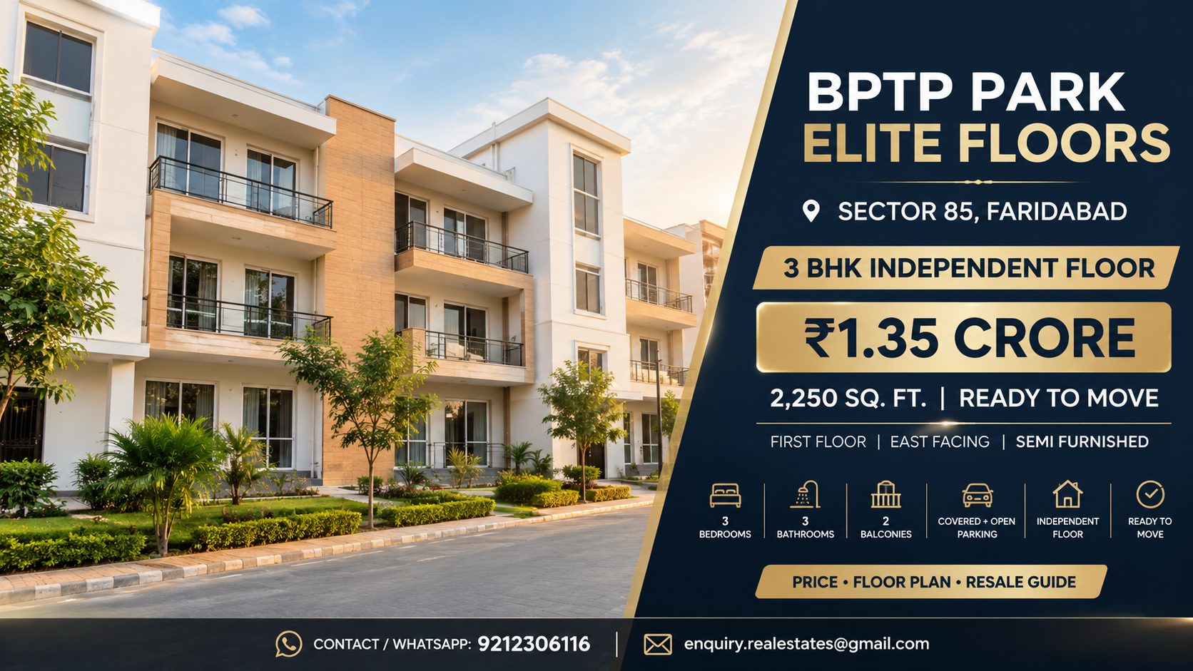 BPTP Park Elite Floors Sector 85 Faridabad 3 BHK Price