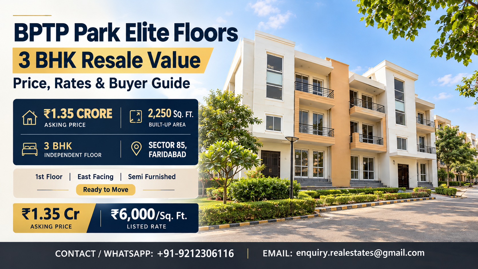 BPTP Park Elite Floors 3 BHK Resale Value